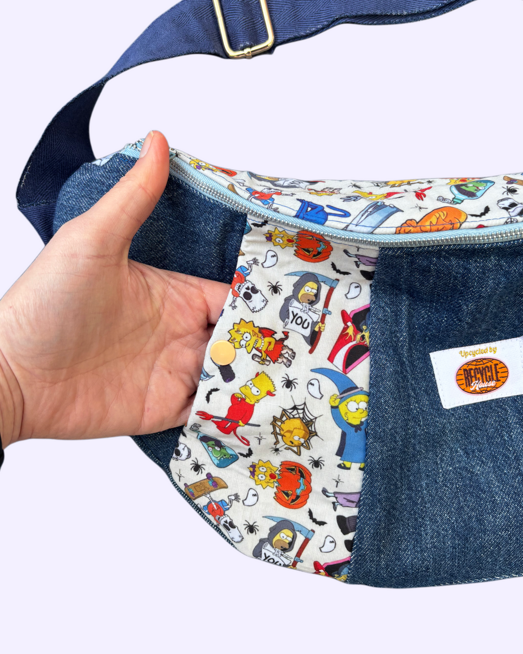 The Simpsons Halloween Cross Bag - Blauwe band en oranje buttons