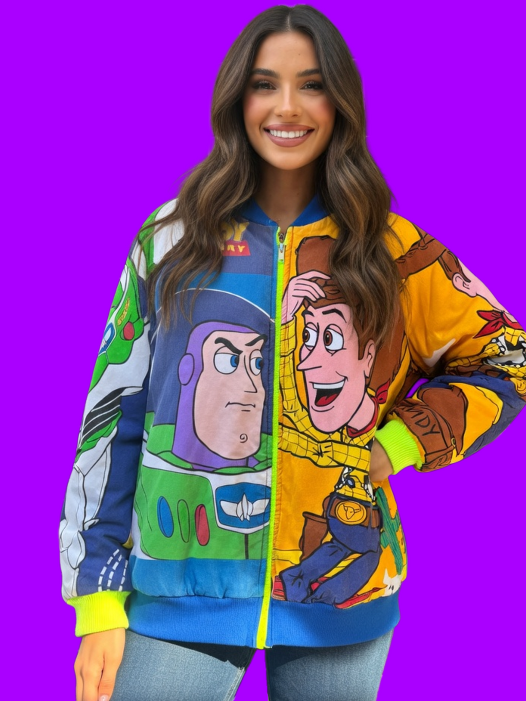 Bomber -  Toy Story mix neon gele rits