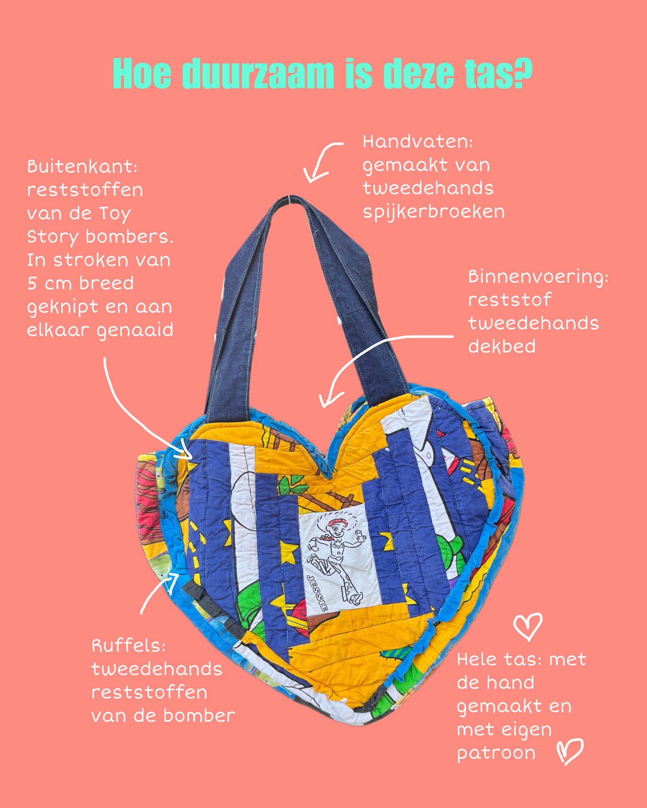 Tote bag - Quilted strokes heart